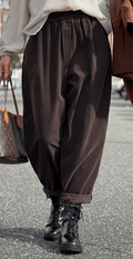 Pantalon en Velours Côtelé Marron – Taille Élastique & Poches Pratiques