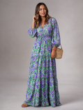 Robe Longue Décolleté V Floral - Look Élégant et Estival