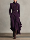 Robe Longue Drapée & Coupe Asymétrique Violette