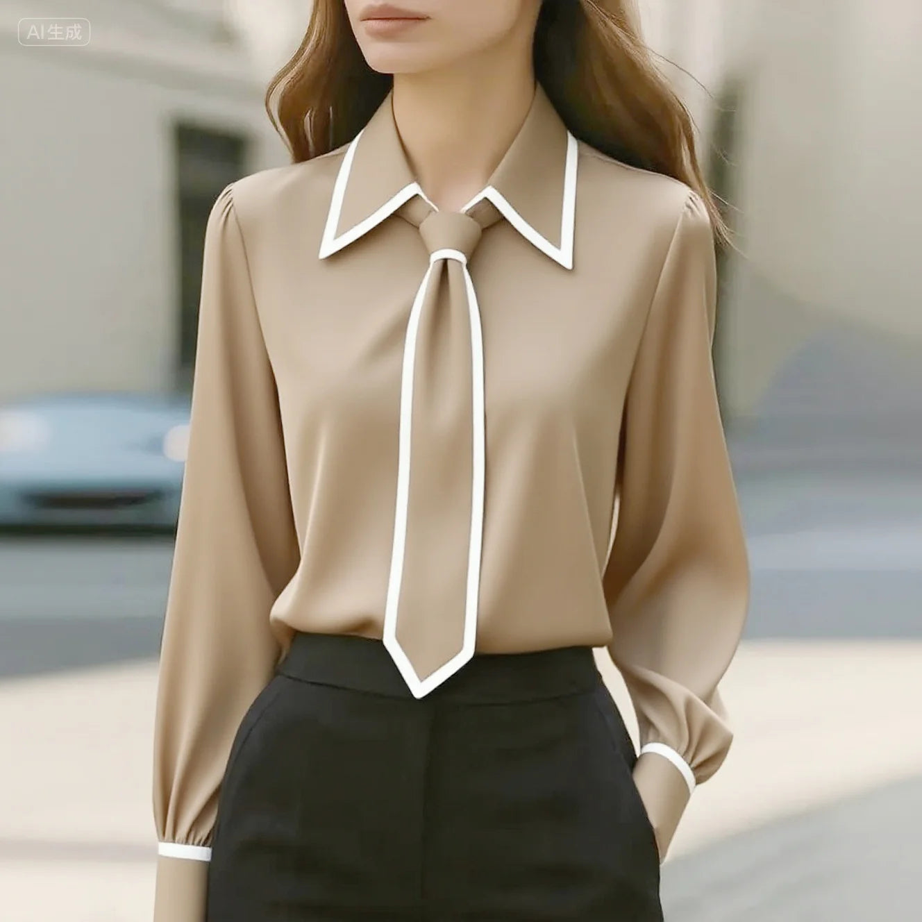 Blouse à Nœud Contrastée Maison