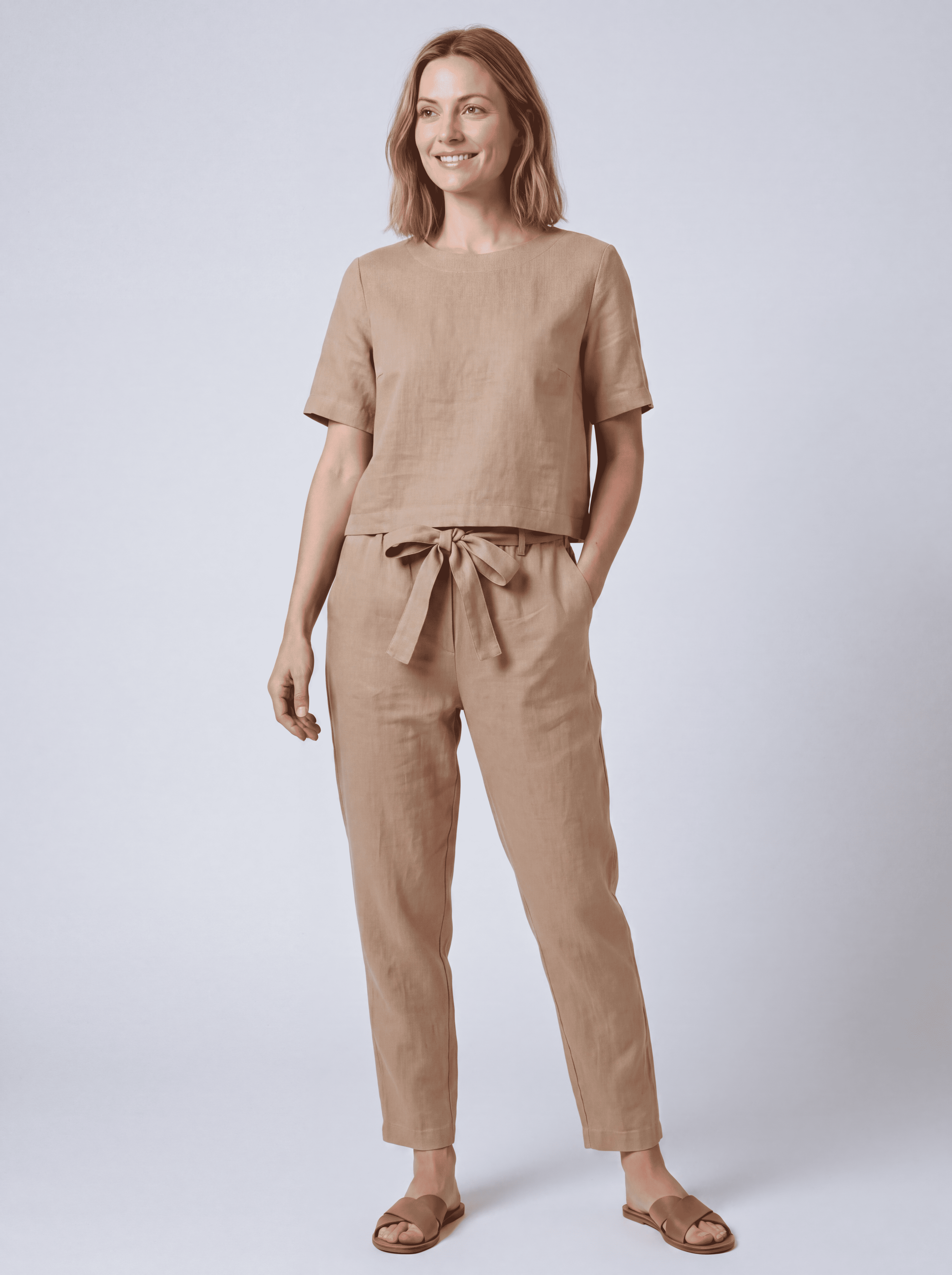 Ensemble Pull et Pantalon Manches Courtes - Confort Élégant Moderne