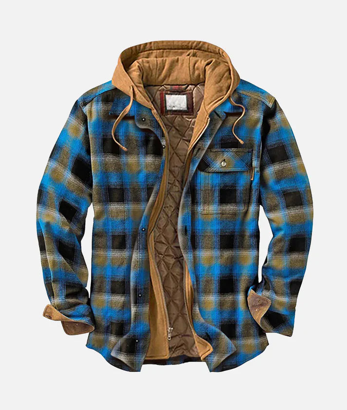 Veste à Carreaux avec Capuche Doublée