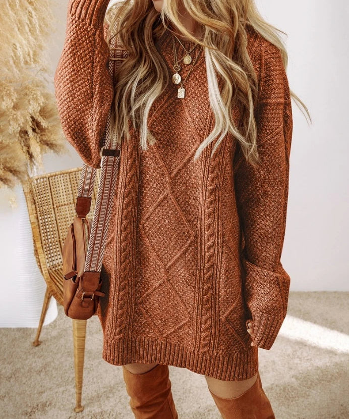 Robe Pull Maille Torsadée & Hiver Chic