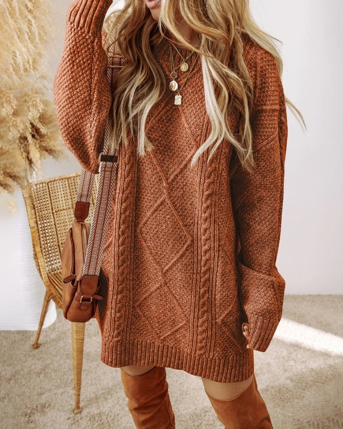 Robe Pull Maille Torsadée & Hiver Chic