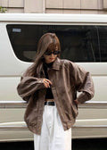 Veste Oversize en Simili Cuir Marron – Style Streetwear Vintage