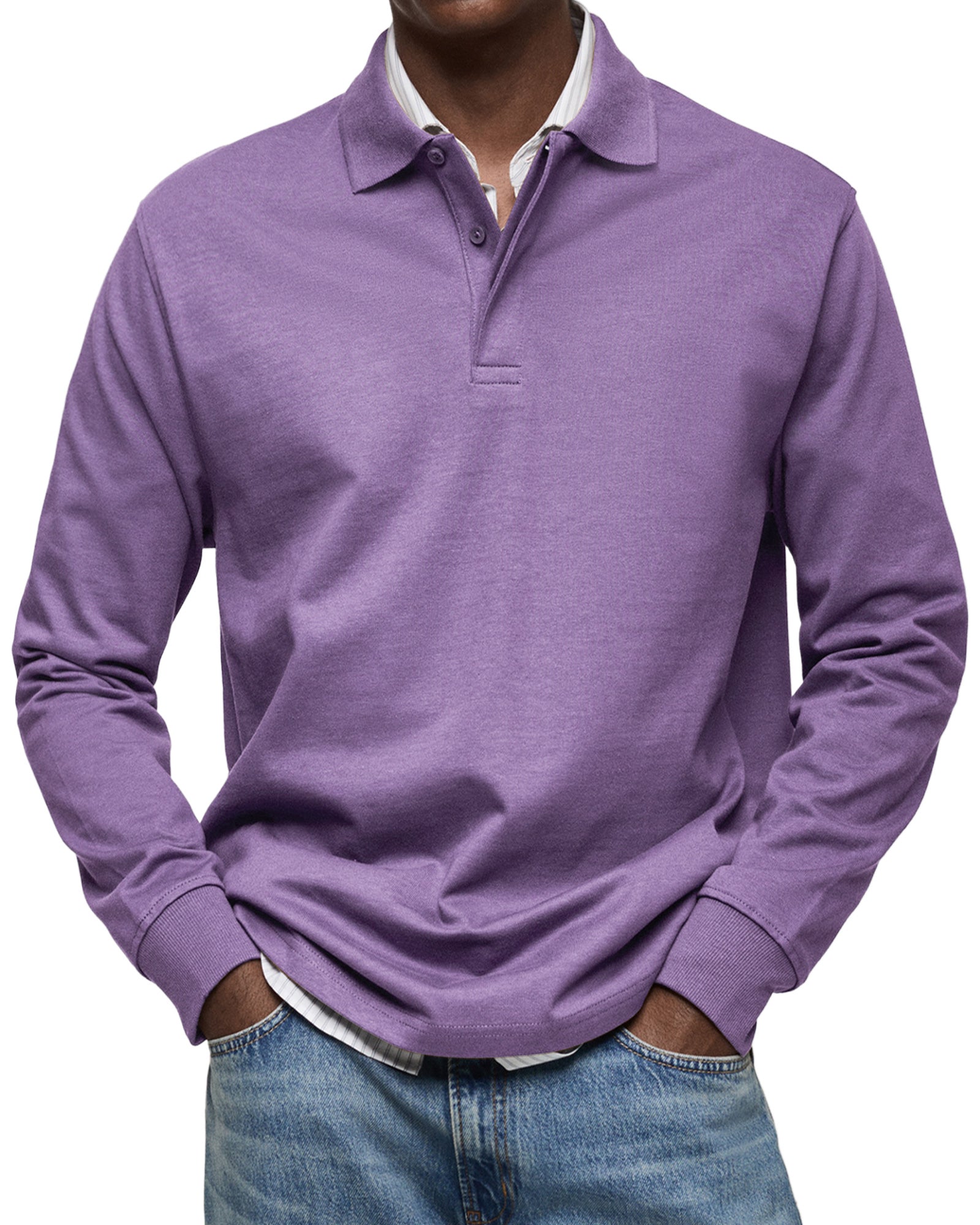 Luxury Long-Sleeve Polo Shirt – Élégance
