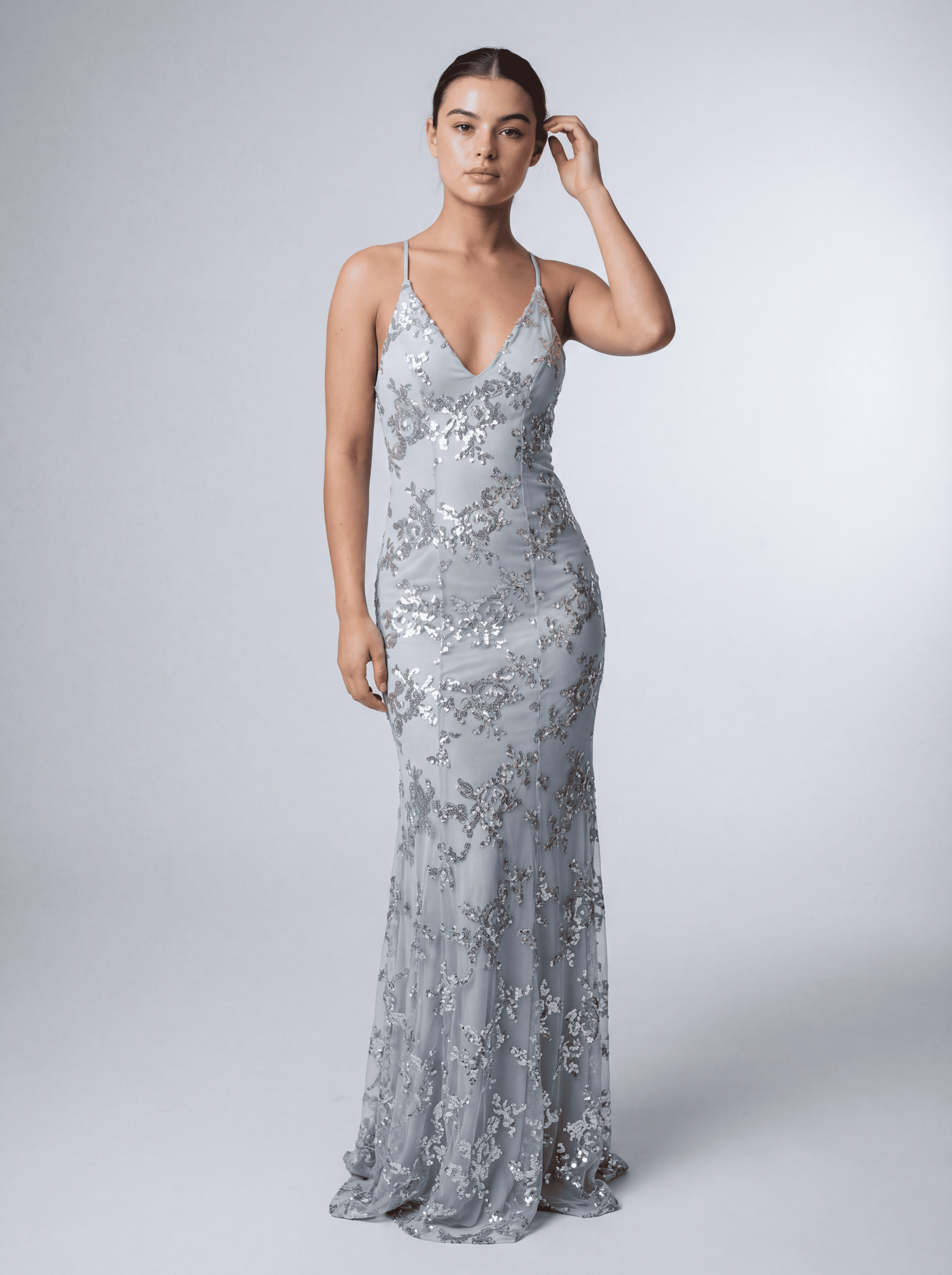 Robe Longue Dos Ouvert à Sequins - Style Élégant de Soirée