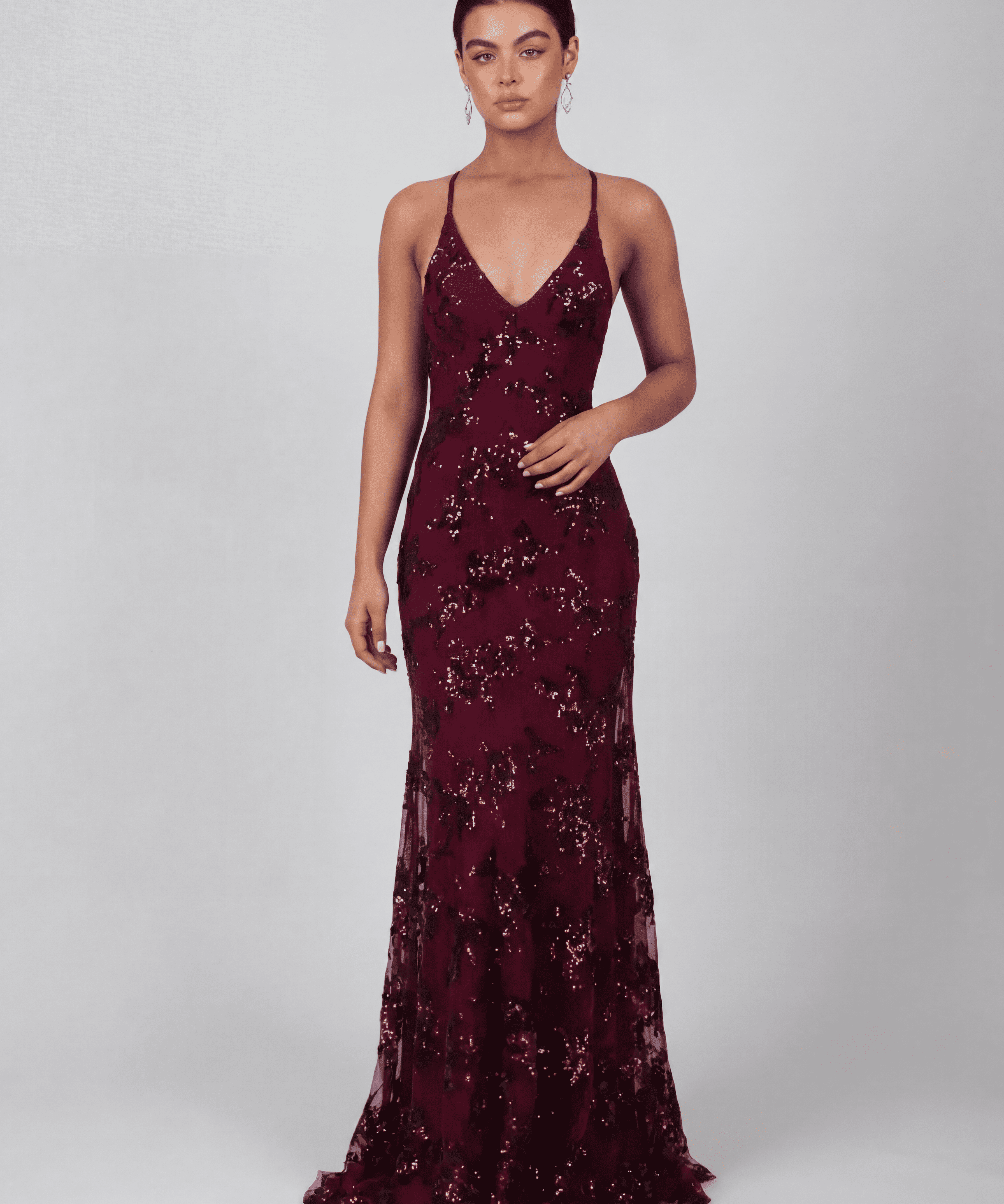 Robe Longue Dos Ouvert à Sequins - Style Élégant de Soirée