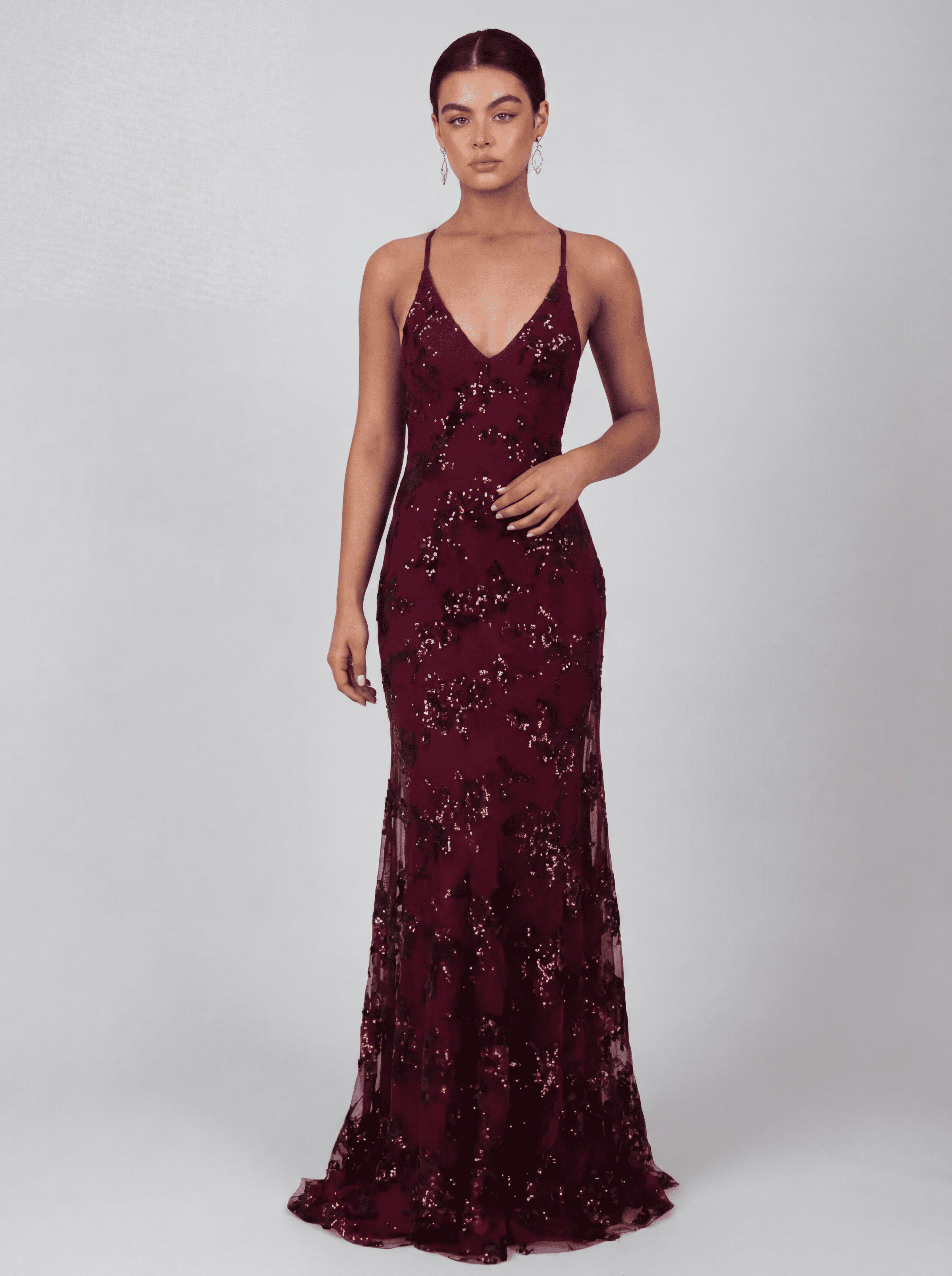 Robe Longue Dos Ouvert à Sequins - Style Élégant de Soirée