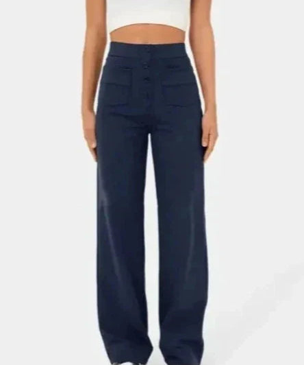 Pantalon Taille Haute Extensible pour Femme – Poches Latérales Chic