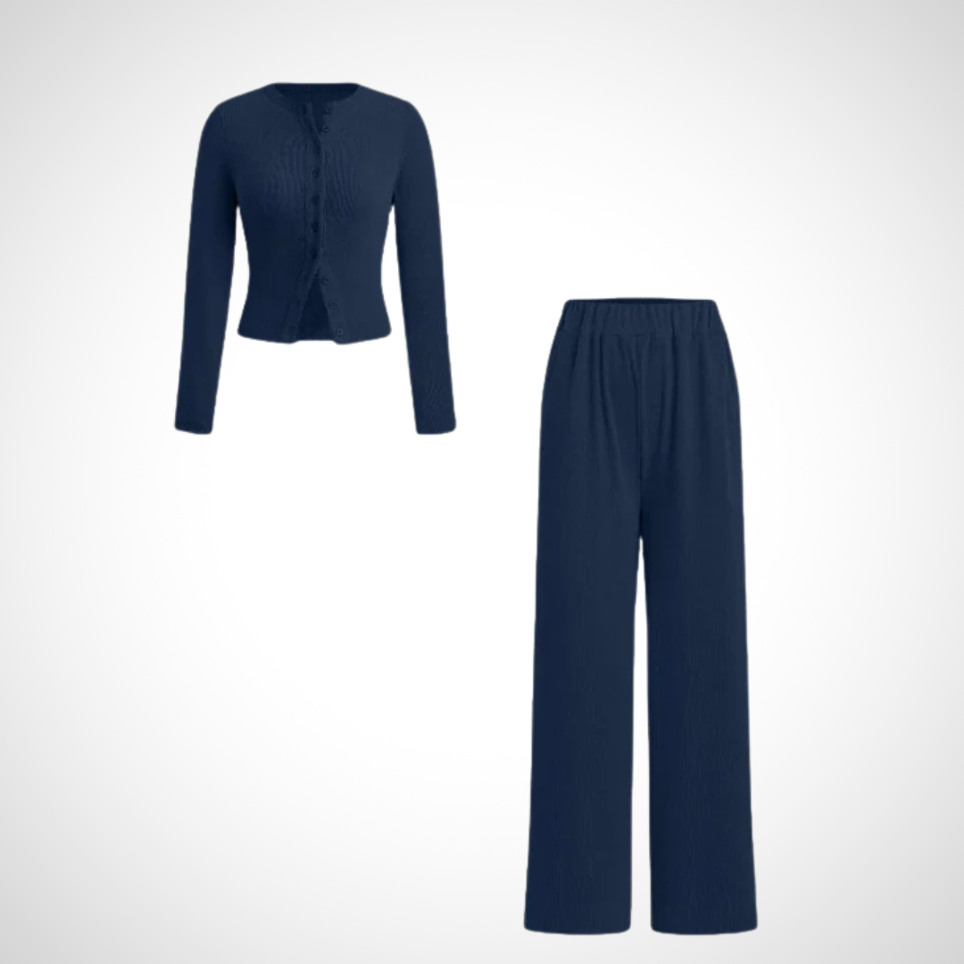 Ensemble t-shirt à boutons et pantalon confort