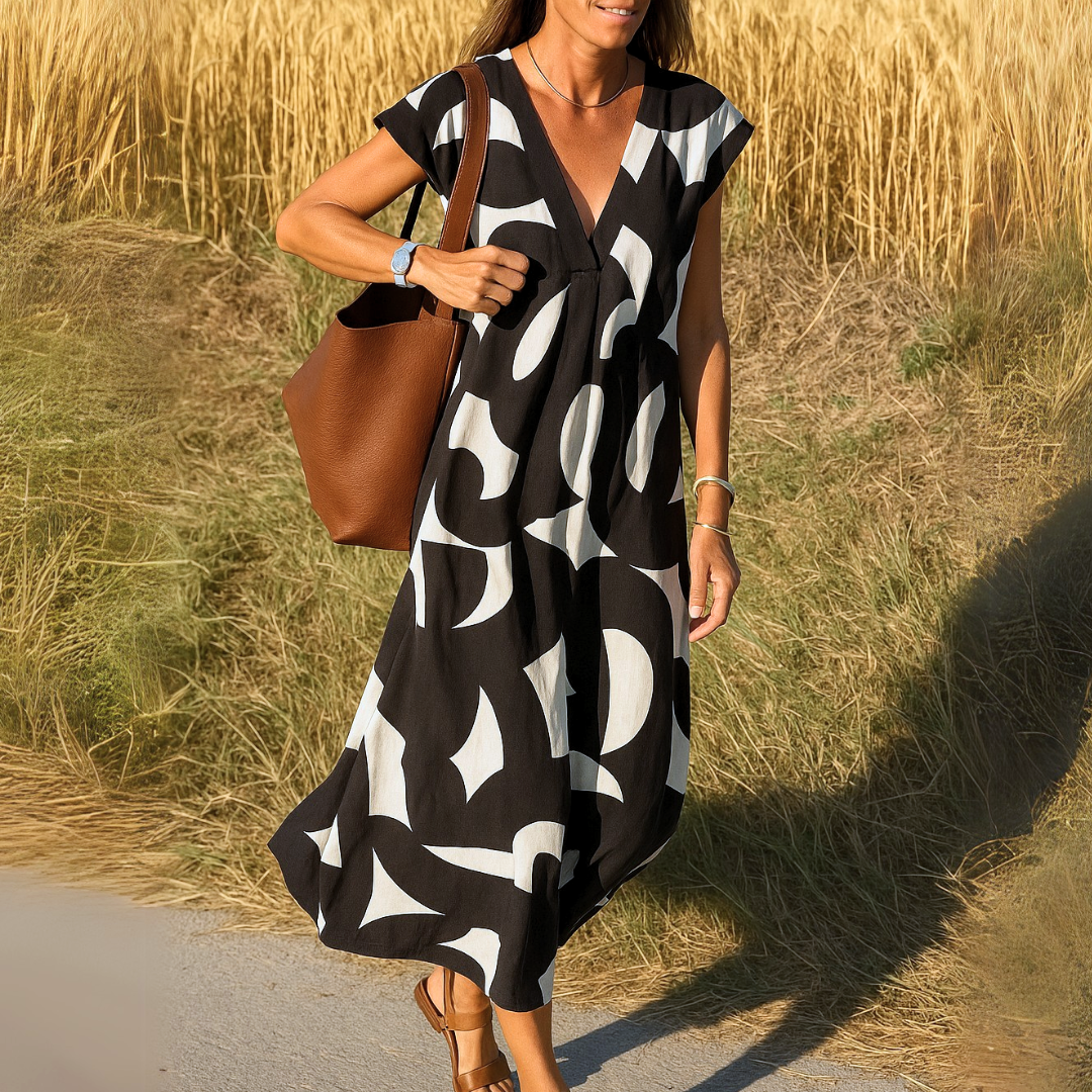 Robe maxi avec impression artistique