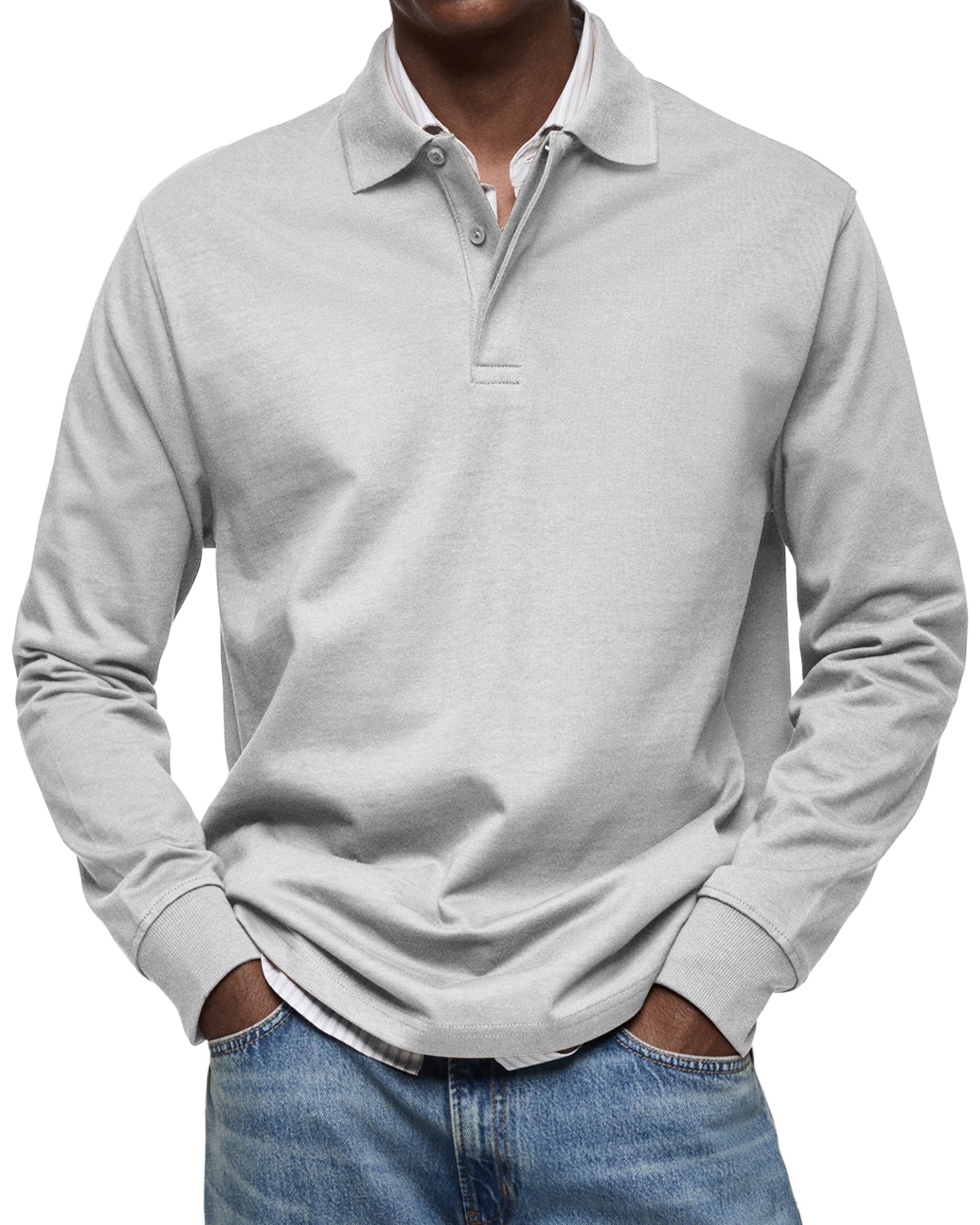 Luxury Long-Sleeve Polo Shirt – Élégance