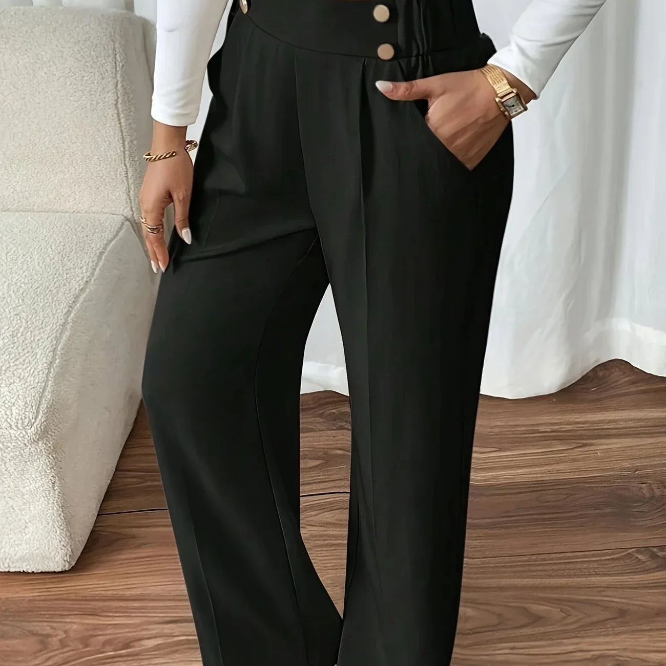 Pantalon Droit avec Ceinture Élastique, Confort et Style au Quotidien