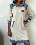 Robe avec Capuche et Panneaux Contrastés