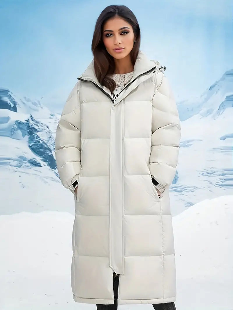 Doudoune Longue Féminine avec Capuche – Style Urbain & Chaleur Douce