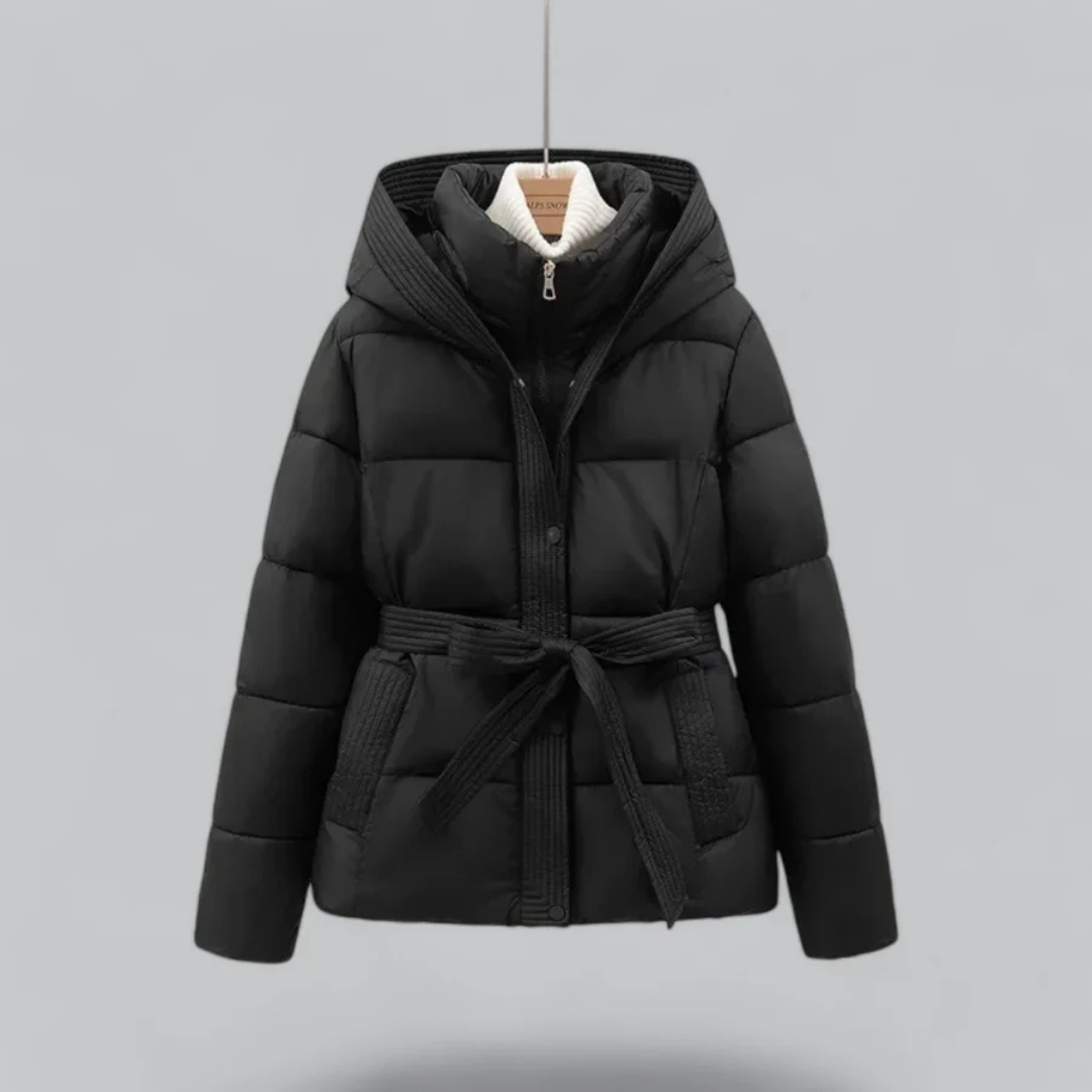 Veste Puffer à Capuche et Ceinture pour Femmes | Hiver