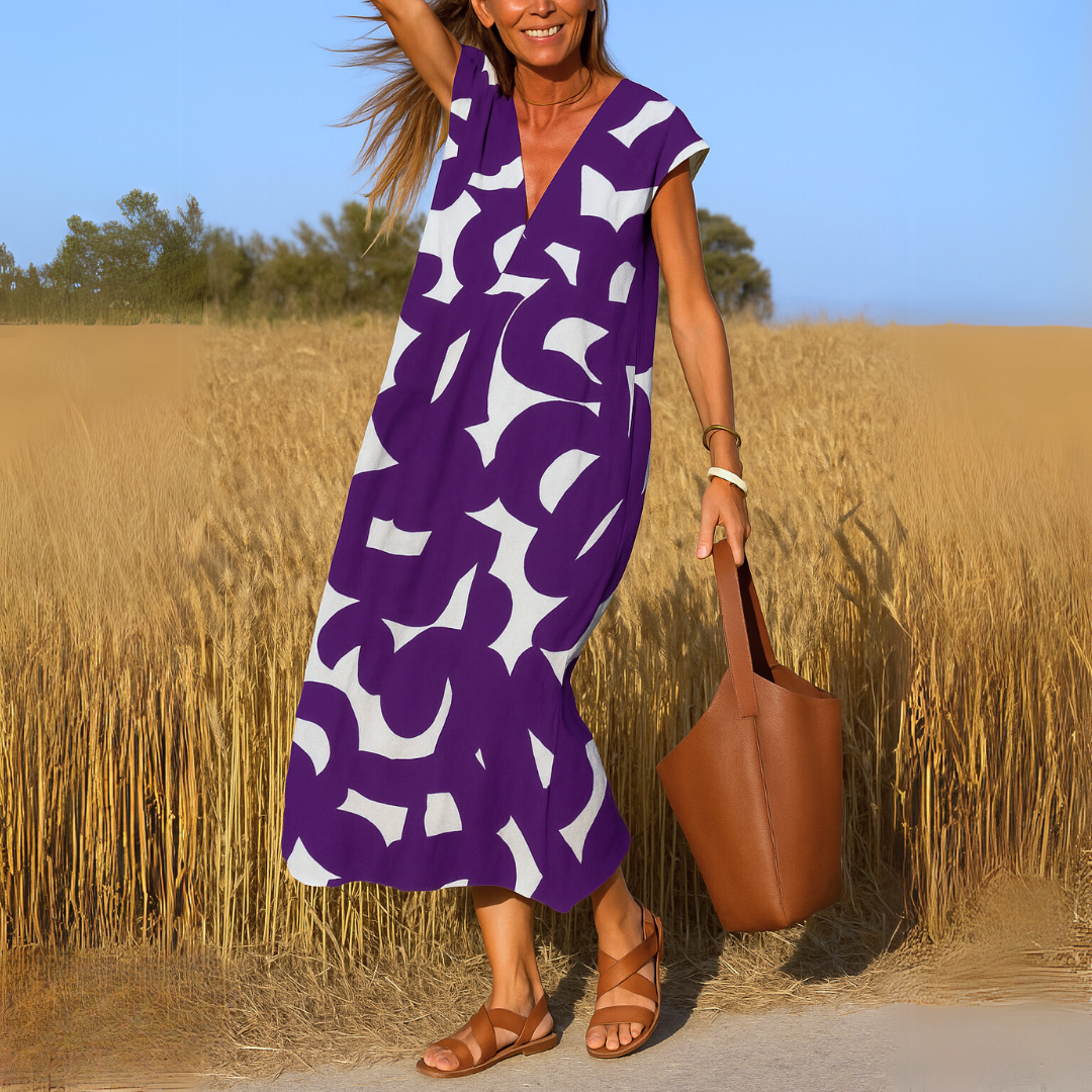 Robe maxi avec impression artistique