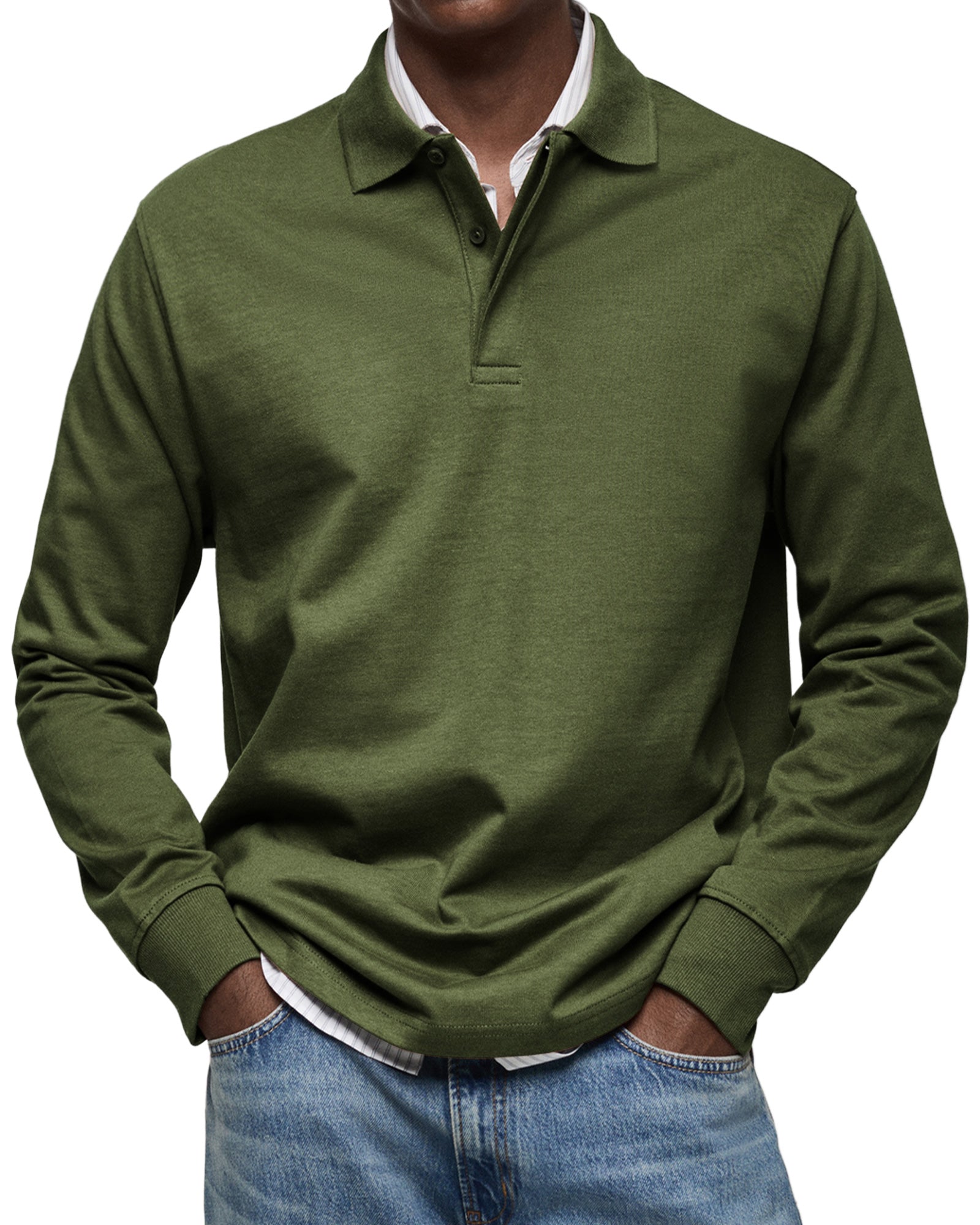 Luxury Long-Sleeve Polo Shirt – Élégance