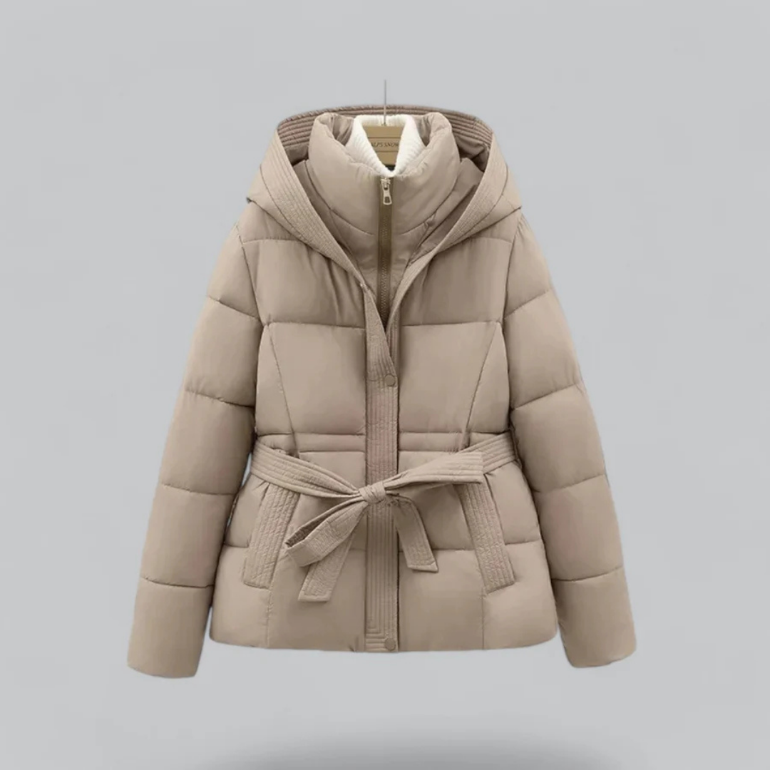 Veste Puffer à Capuche et Ceinture pour Femmes | Hiver