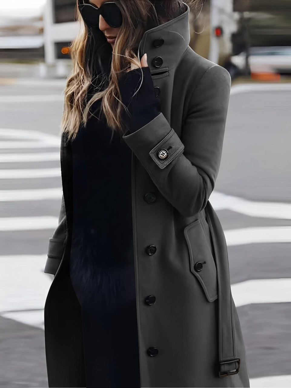 Manteau en Laine Intemporel à Coupe Ajustée