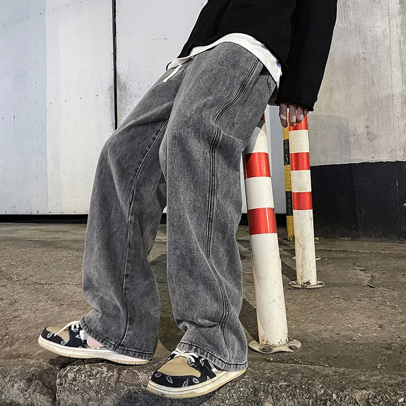Jean baggy décontracté à jambes larges pour homme