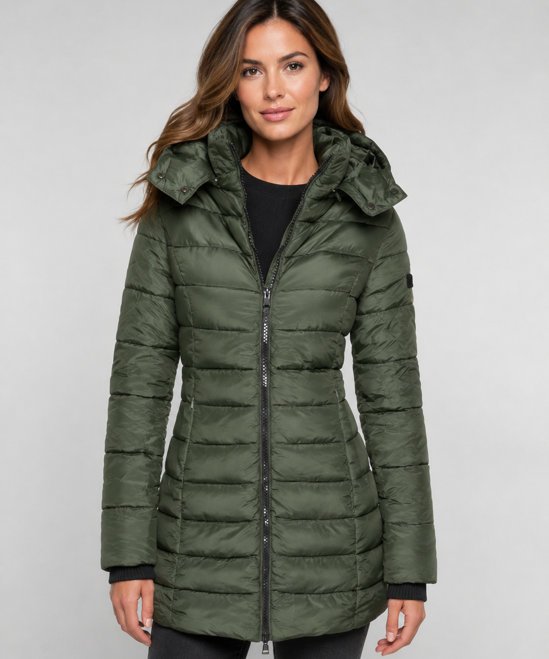 Manteau en coton femme – Coupe ajustée, longueur mi-longue, modèle chaud