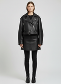 Veste courte en similicuir style moto chic