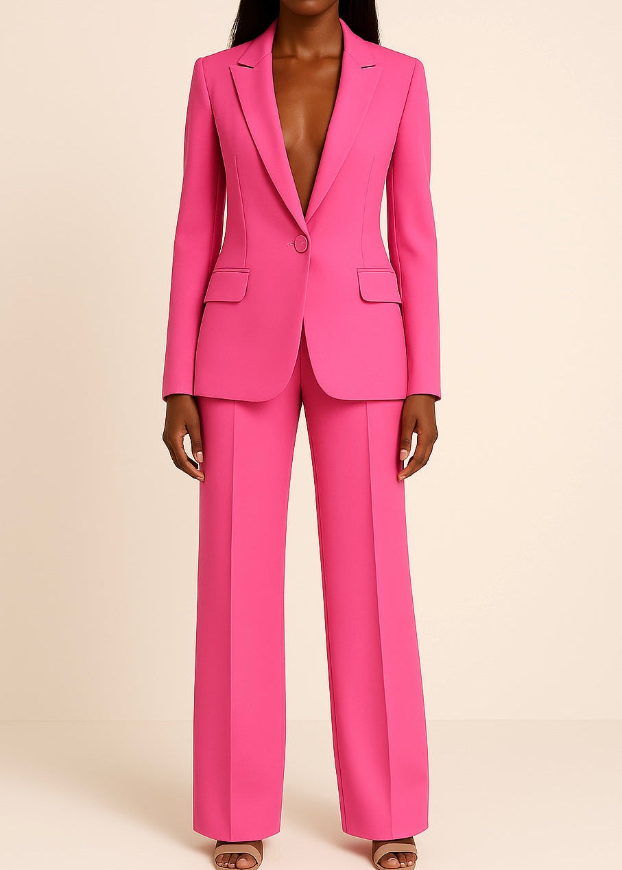 Ensemble de Costume Féminin – Blazer Long Ajusté & Élégance Formelle