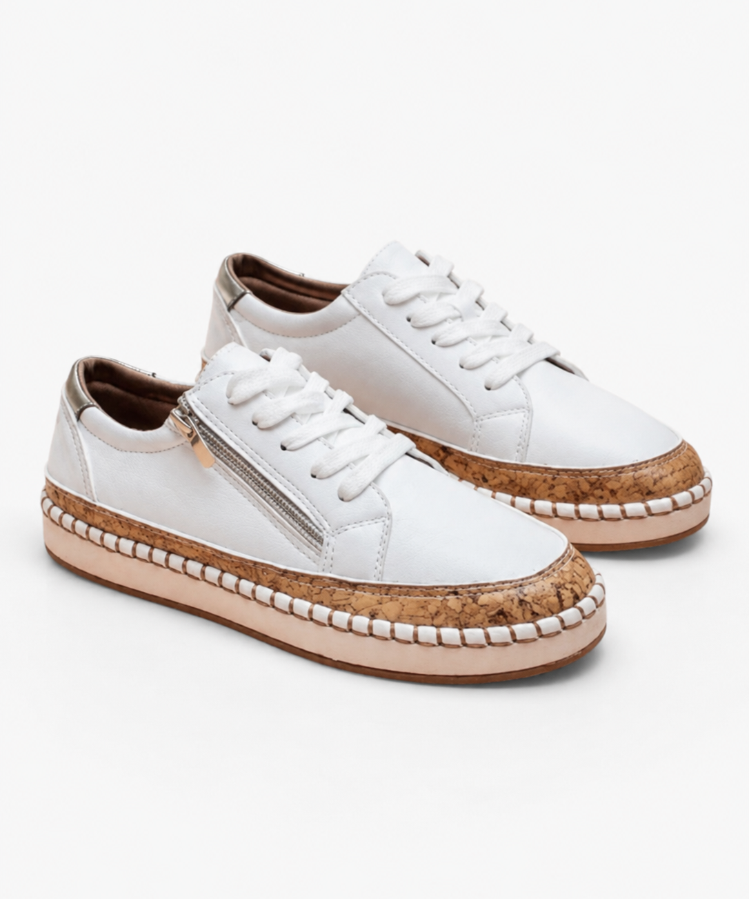 Baskets femme – Broderie florale, semelle espadrille compensée, style décontracté