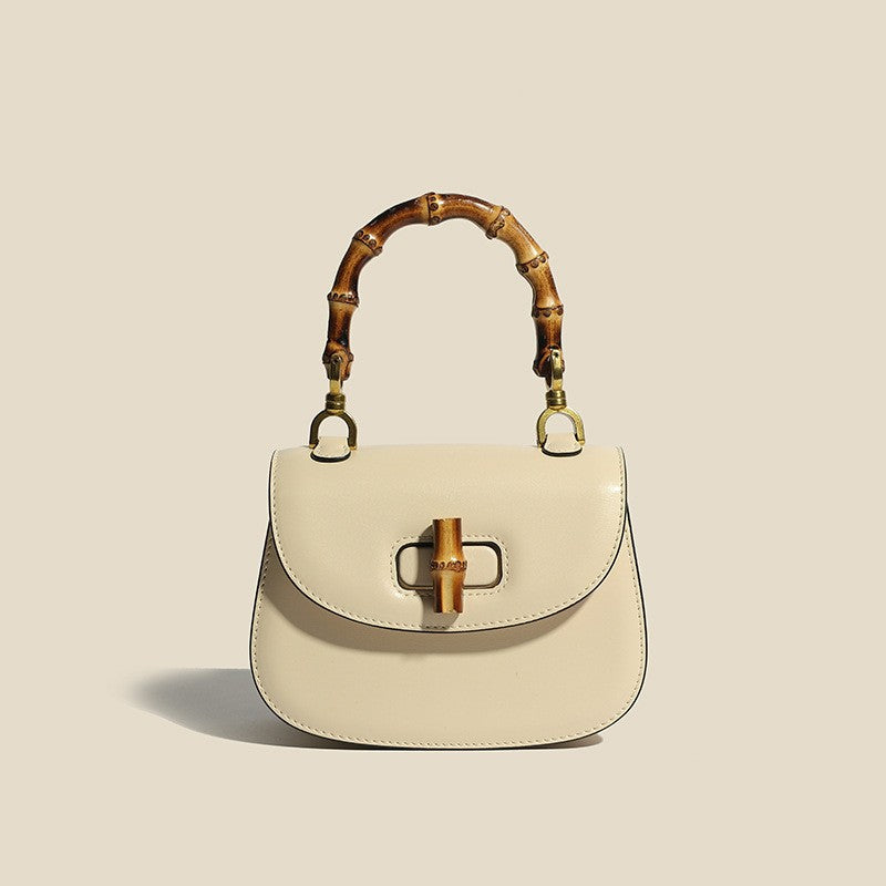 Sac à Main en Cuir avec Accents en Bambou