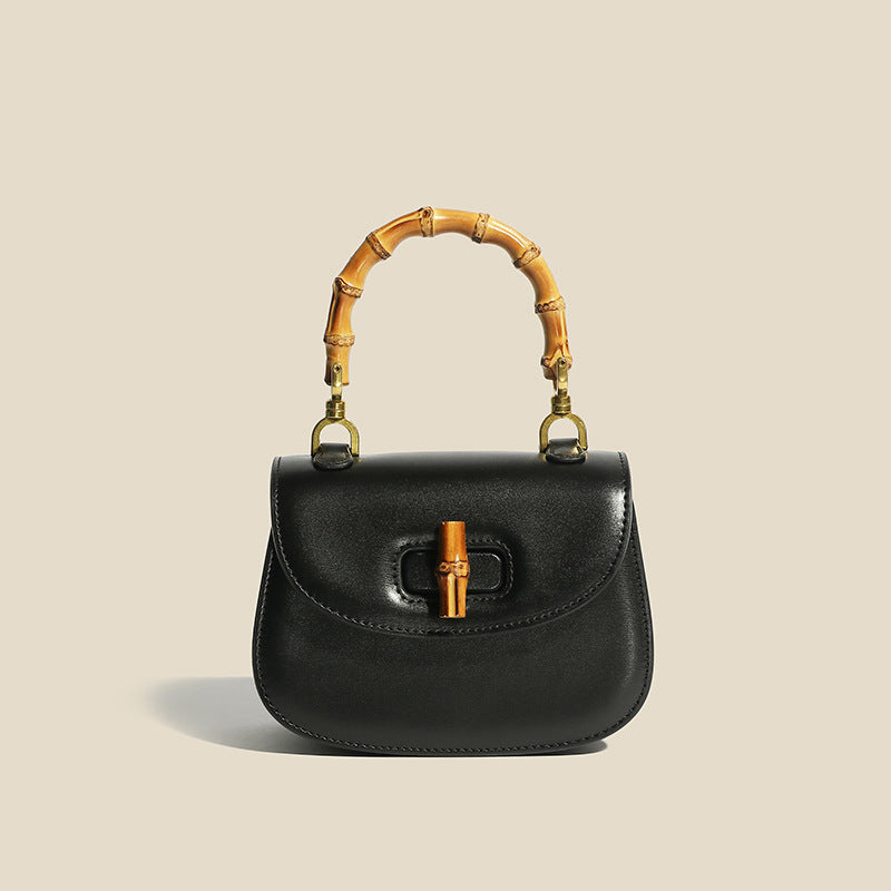 Sac à Main en Cuir avec Accents en Bambou