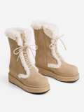 Bottes de Neige Mi-Mollet – Doublure Peluche, Fermeture à Lacets, Pour les Journées Froides
