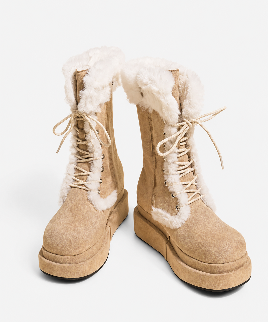 Bottes de Neige Mi-Mollet – Doublure Peluche, Fermeture à Lacets, Pour les Journées Froides