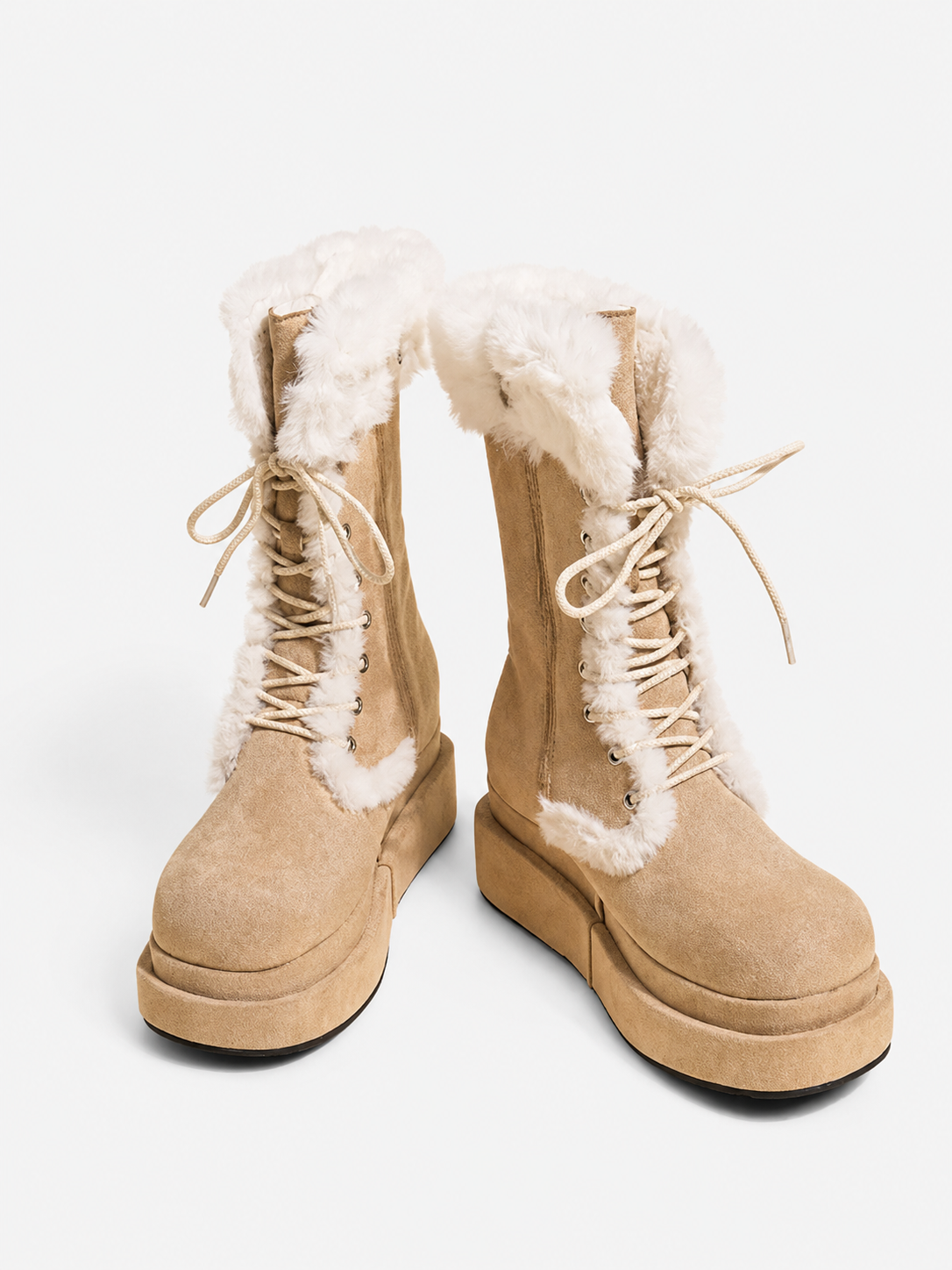 Bottes de Neige Mi-Mollet – Doublure Peluche, Fermeture à Lacets, Pour les Journées Froides