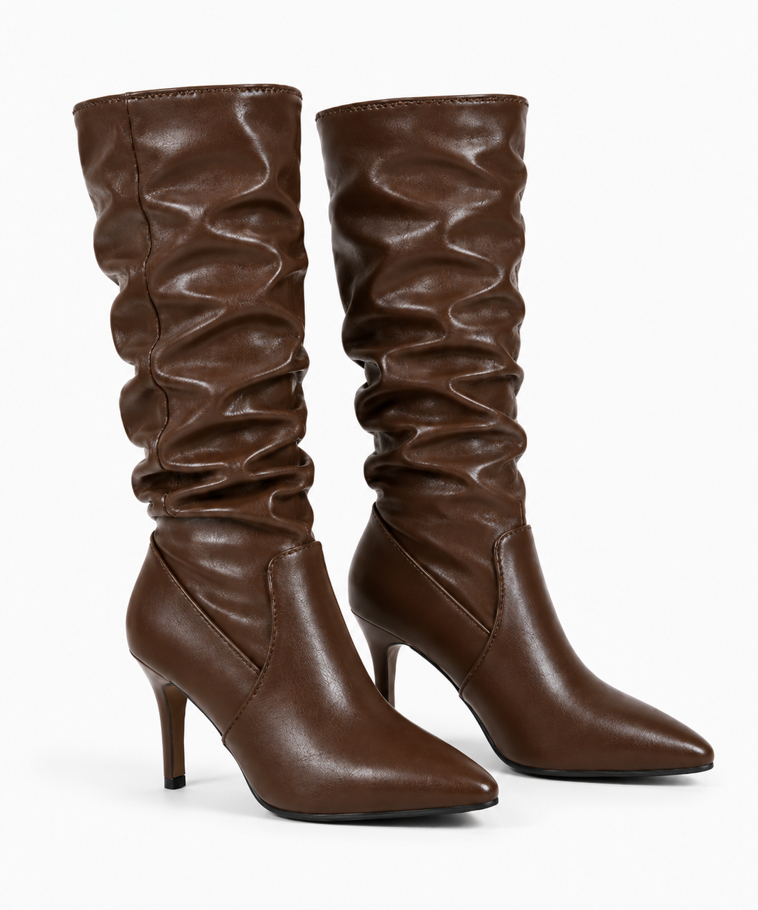 Bottes en cuir pour femme – Adaptées aux mollets larges, effet drapé, usage quotidien