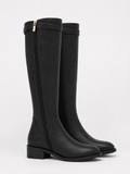 Bottes femme en cuir – Bride décorative, silhouette épurée, pour un style quotidien