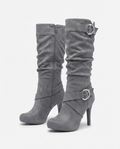 Bottes montantes pour femmes – Talons hauts, bout rond, plateforme, coupe au-dessus de la cheville