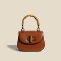 Sac à Main en Cuir avec Accents en Bambou