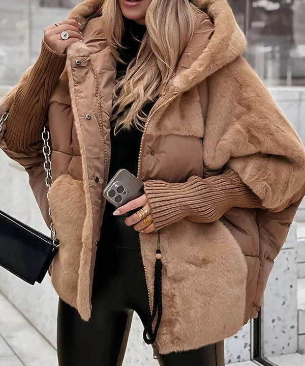 Manteau d’Hiver Matelassé Élégant avec Capuche pour Femme