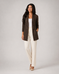 Cardigan Femme en Maille – Col Châle, Fermeture à Bouton, Coupe Mi-Longue