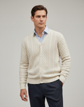 Cardigan en tricot pour homme – Tressage classique, col en V, idéal au quotidien