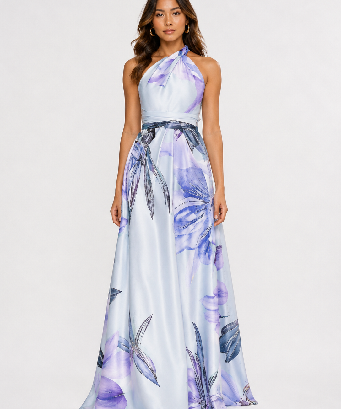 Robe Longue Satinée – Une Épaule, Silhouette Fluide, Pour Mariage et Soirée