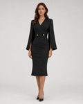 Robe de Cocktail – Col en V manches cape coupe sirène pour soirée et cérémonie