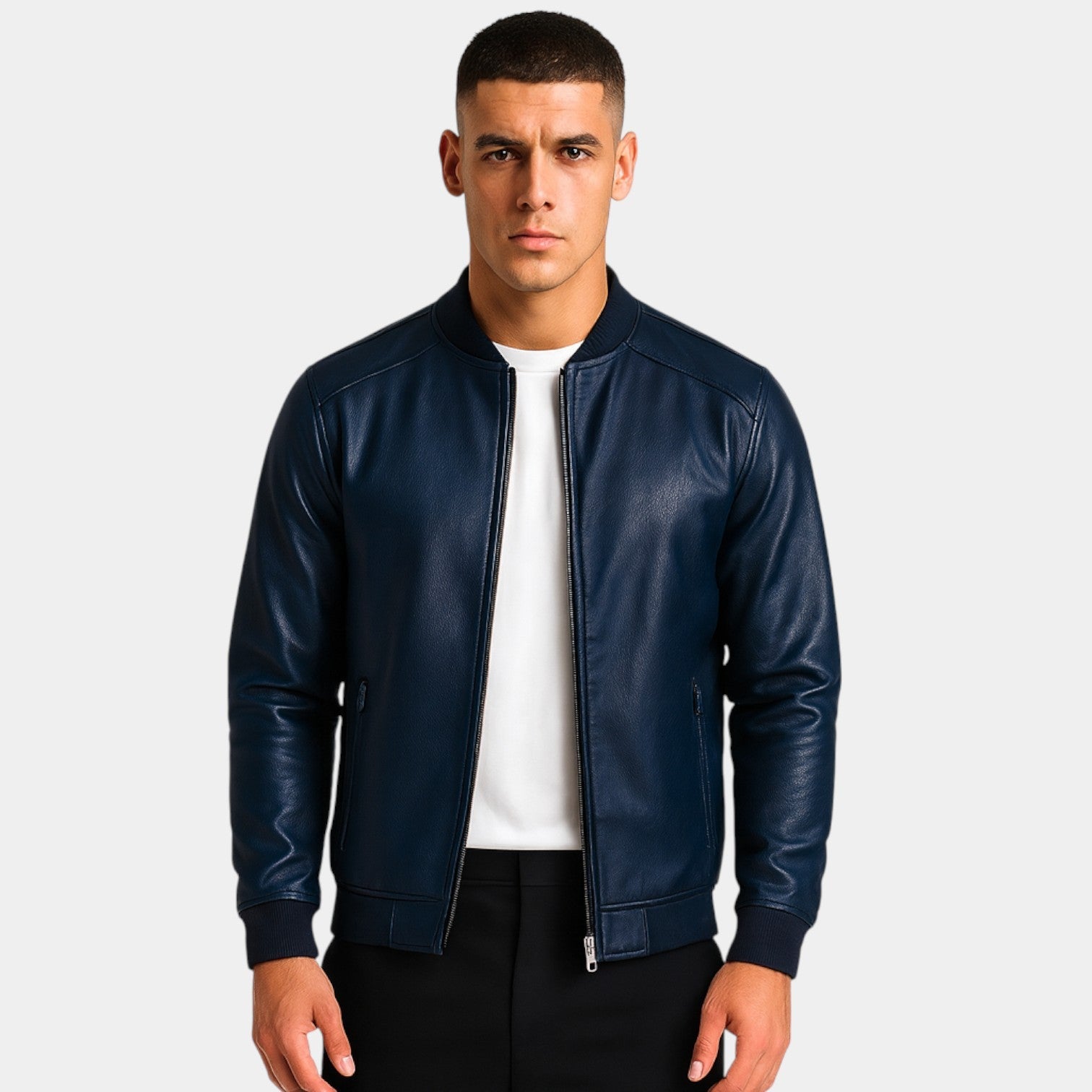 Veste en Cuir Homme Style Coréen au Design Épuré