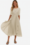 Robe festive élégante pour femmes en dentelle et chiffon