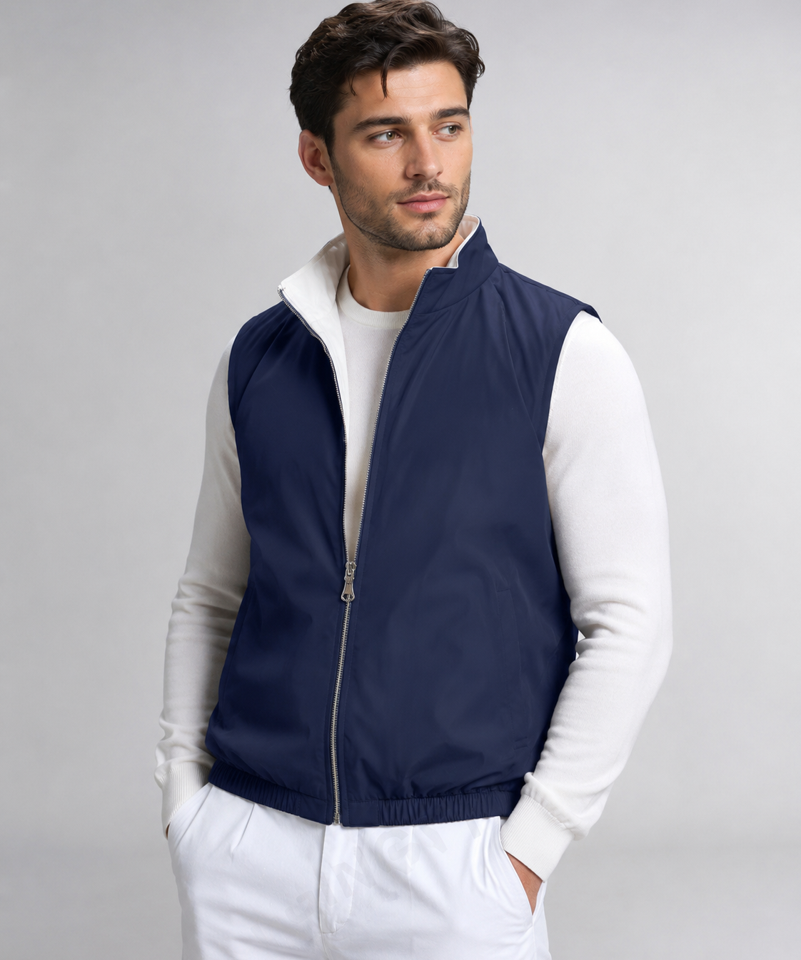 Gilet Réversible – Modèle Doublé avec Fermeture Éclair, Pour le Quotidien et les Jours Plus Froids