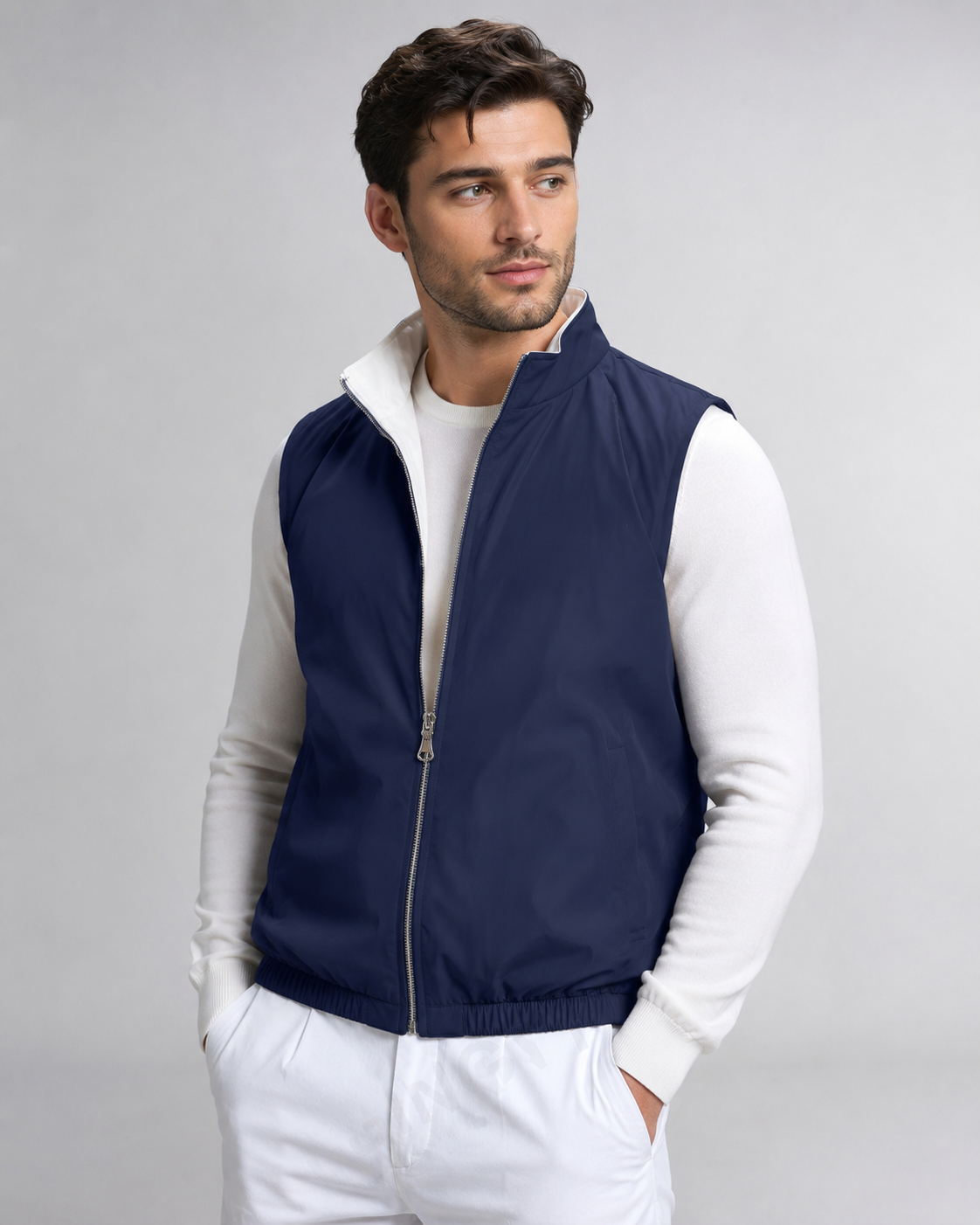 Gilet Réversible – Modèle Doublé avec Fermeture Éclair, Pour le Quotidien et les Jours Plus Froids