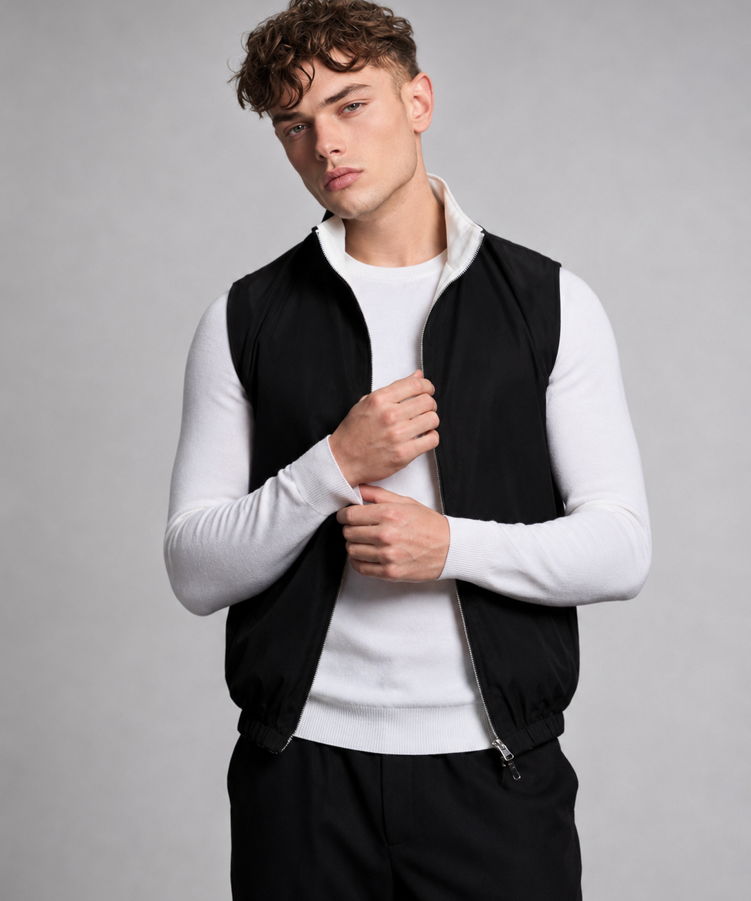 Gilet Réversible – Modèle Doublé avec Fermeture Éclair, Pour le Quotidien et les Jours Plus Froids