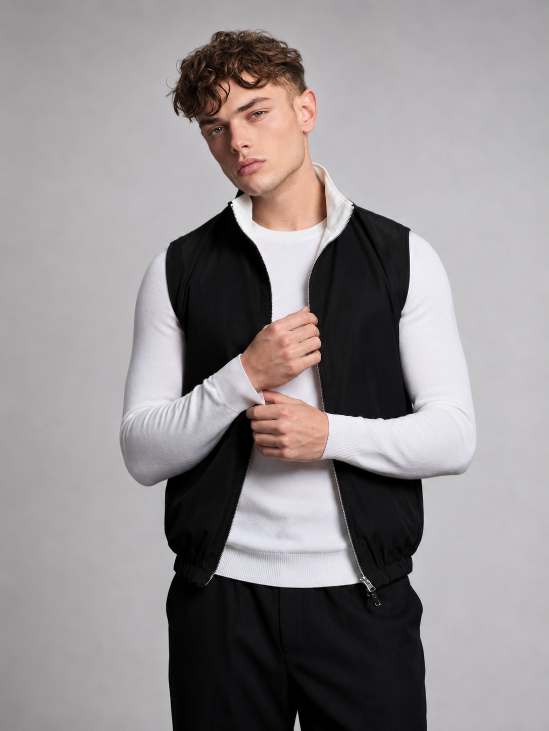 Gilet Réversible – Modèle Doublé avec Fermeture Éclair, Pour le Quotidien et les Jours Plus Froids